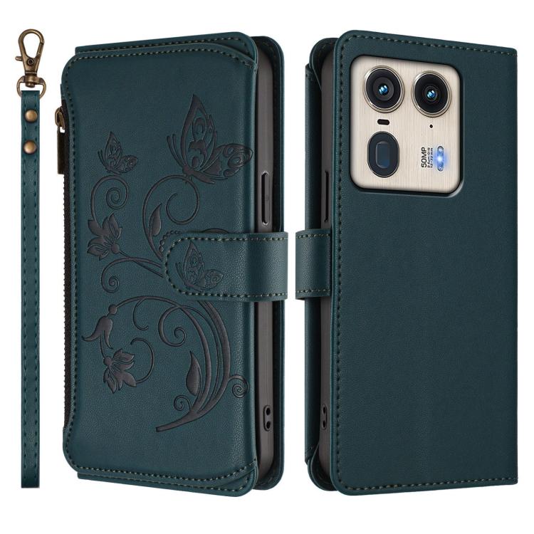 For Motorola Edge 50 Ultra Global Butterfly Love Flower Multi-card Zipper Wallet Leather Phone Case