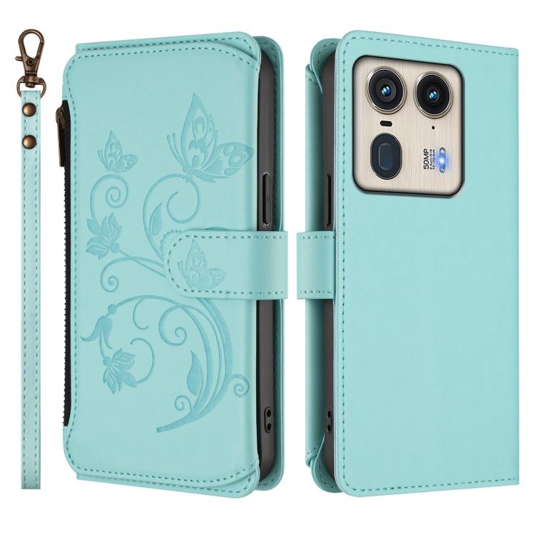 For Motorola Edge 50 Ultra Global Butterfly Love Flower Multi-card Zipper Wallet Leather Phone Case