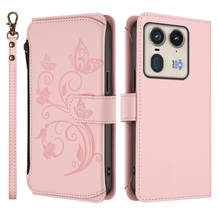 For Motorola Edge 50 Ultra Global Butterfly Love Flower Multi-card Zipper Wallet Leather Phone Case
