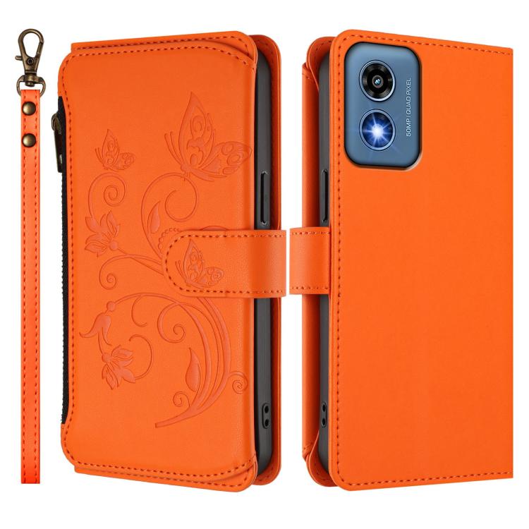 For Motorola Moto G Play 5G 2024 Butterfly Love Flower Multi-card Zipper Wallet Leather Phone Case