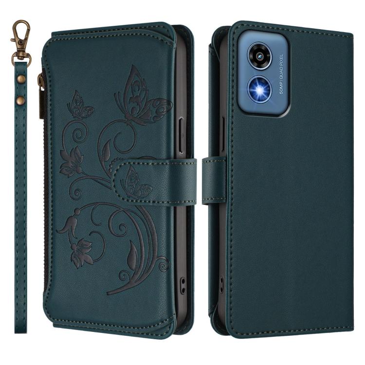 For Motorola Moto G Play 5G 2024 Butterfly Love Flower Multi-card Zipper Wallet Leather Phone Case