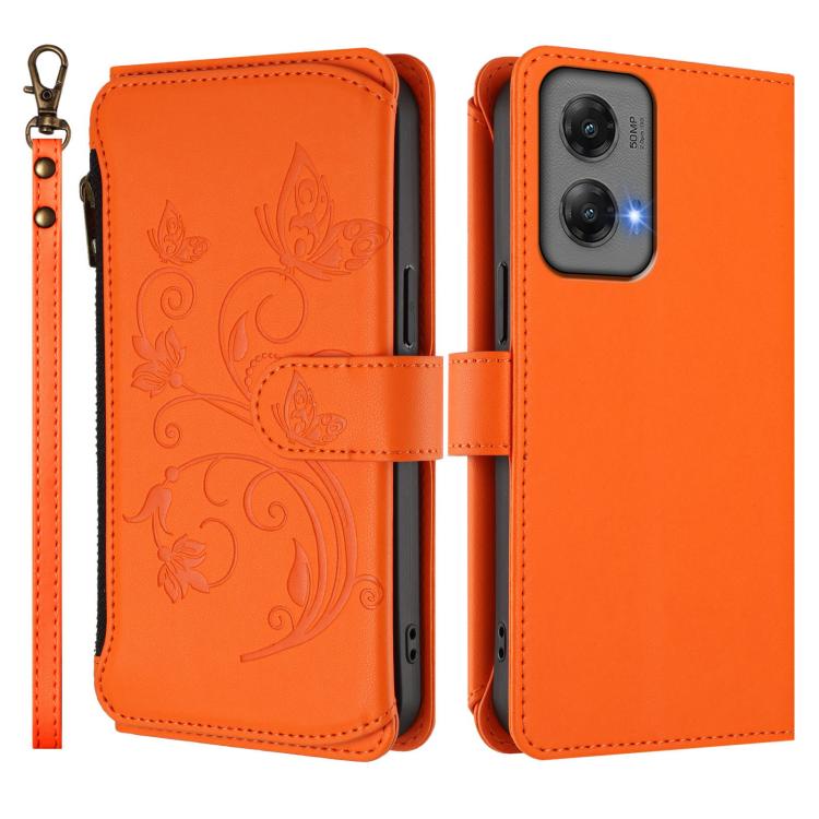 For Motorola Moto G Stylus 5G 2024 Butterfly Love Flower Multi-card Zipper Wallet Leather Phone Case