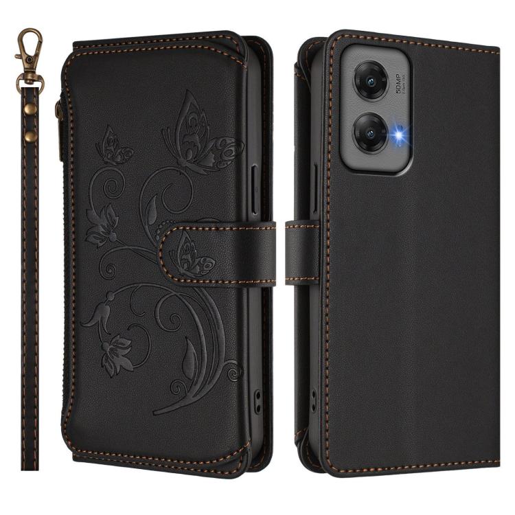 For Motorola Moto G Stylus 5G 2024 Butterfly Love Flower Multi-card Zipper Wallet Leather Phone Case