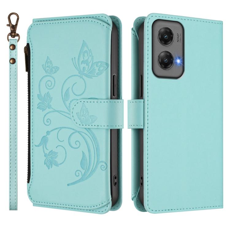 For Motorola Moto G Stylus 5G 2024 Butterfly Love Flower Multi-card Zipper Wallet Leather Phone Case