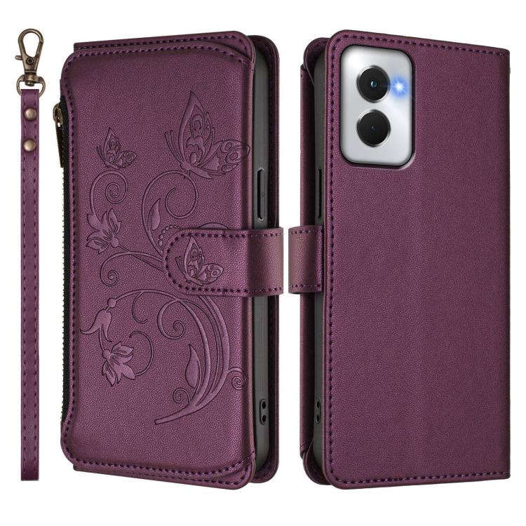 For Motorola Moto G Power 5G 2024 Butterfly Love Flower Multi-card Zipper Wallet Leather Phone Case