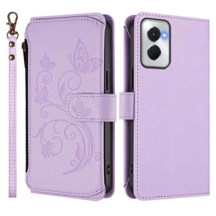 For Motorola Moto G Power 5G 2024 Butterfly Love Flower Multi-card Zipper Wallet Leather Phone Case