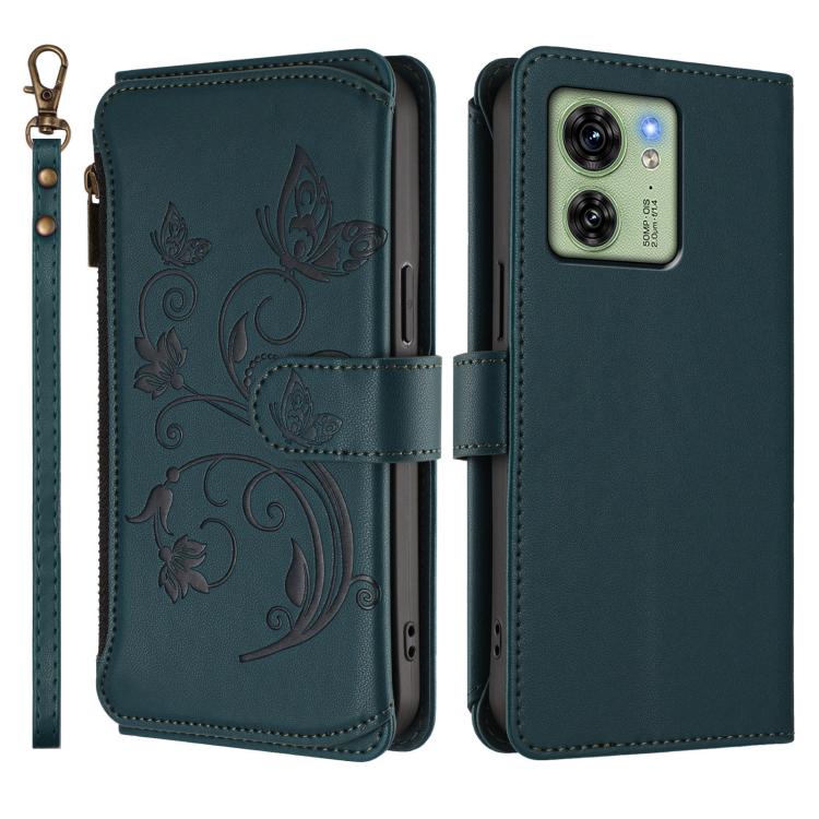 For Motorola Edge 40 5G Global Butterfly Love Flower Multi-card Zipper Wallet Leather Phone Case