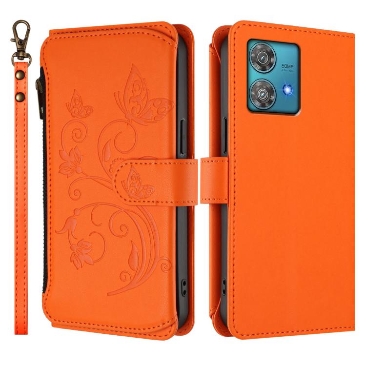 For Motorola Edge 40 Neo 5G Butterfly Love Flower Multi-card Zipper Wallet Leather Phone Case