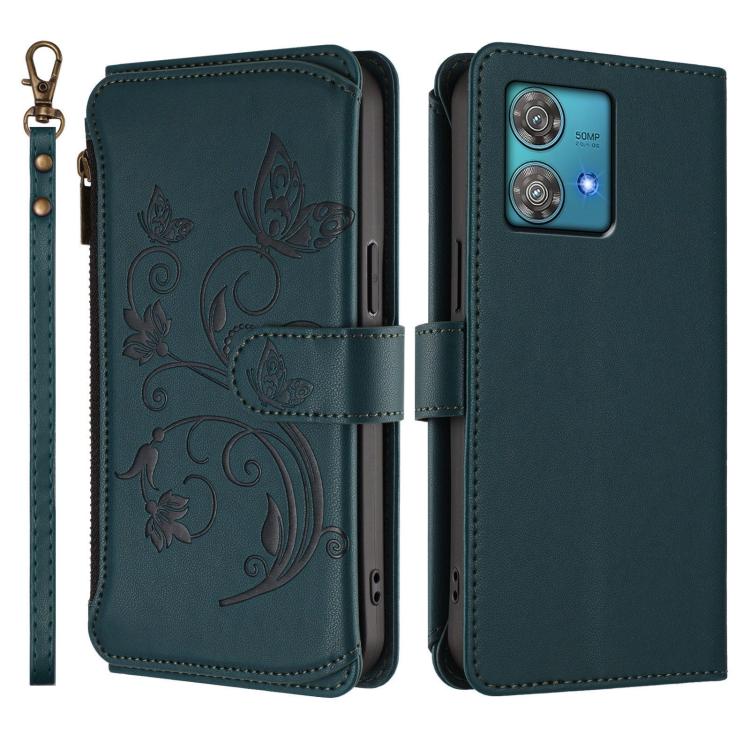 For Motorola Edge 40 Neo 5G Butterfly Love Flower Multi-card Zipper Wallet Leather Phone Case