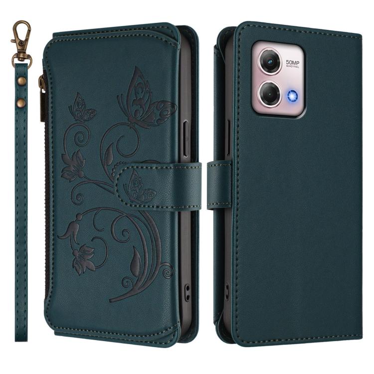 For Motorola Moto G Stylus 2023 4G Butterfly Love Flower Multi-card Zipper Wallet Leather Phone Case