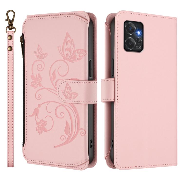 For Motorola Moto G Power 2023 5G Butterfly Love Flower Multi-card Zipper Wallet Leather Phone Case