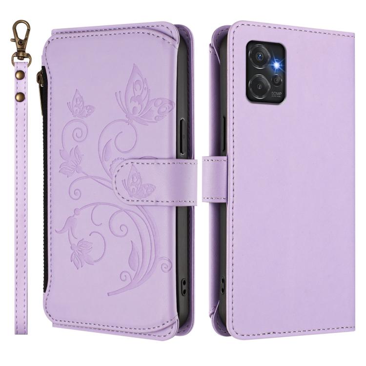 For Motorola Moto G Power 2023 5G Butterfly Love Flower Multi-card Zipper Wallet Leather Phone Case