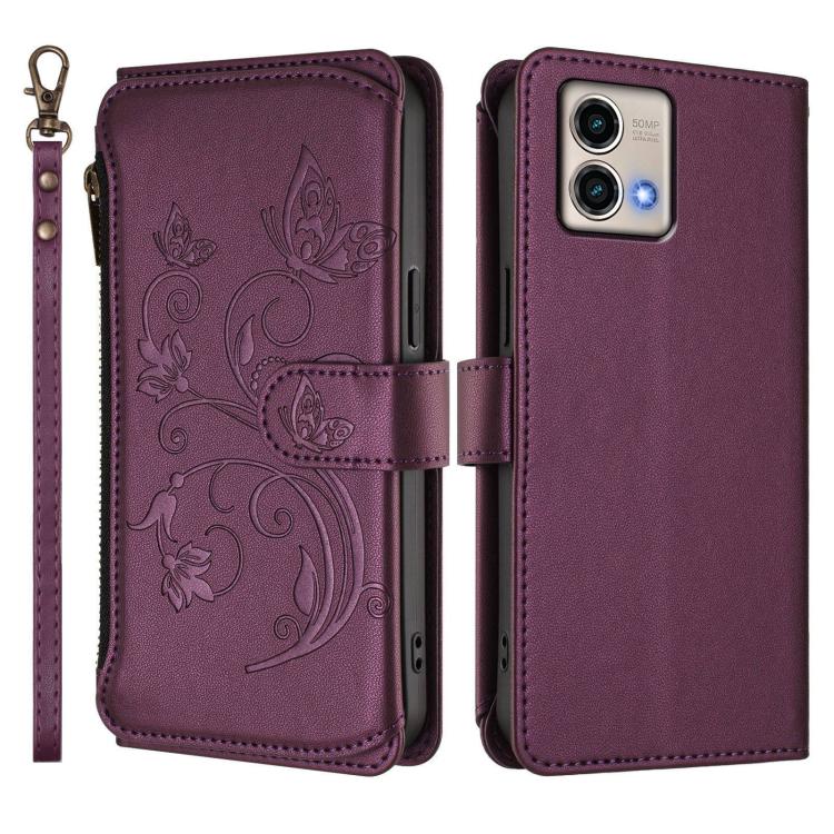 For Motorola Moto G Stylus 5G 2023 Butterfly Love Flower Multi-card Zipper Wallet Leather Phone Case