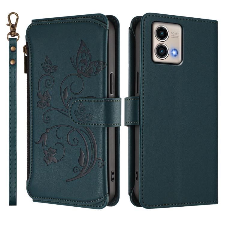 For Motorola Moto G Stylus 5G 2023 Butterfly Love Flower Multi-card Zipper Wallet Leather Phone Case