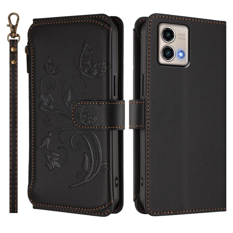 For Motorola Moto G Stylus 5G 2023 Butterfly Love Flower Multi-card Zipper Wallet Leather Phone Case