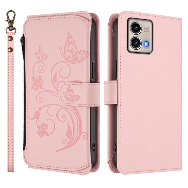 For Motorola Moto G Stylus 5G 2023 Butterfly Love Flower Multi-card Zipper Wallet Leather Phone Case