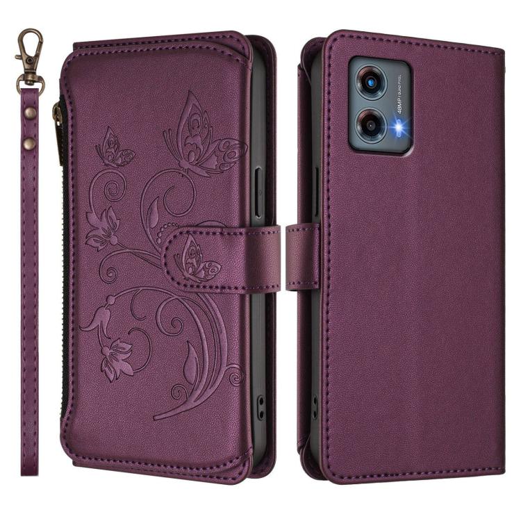 For Motorola Moto G 5G 2023 Global Butterfly Love Flower Multi-card Zipper Wallet Leather Phone Case
