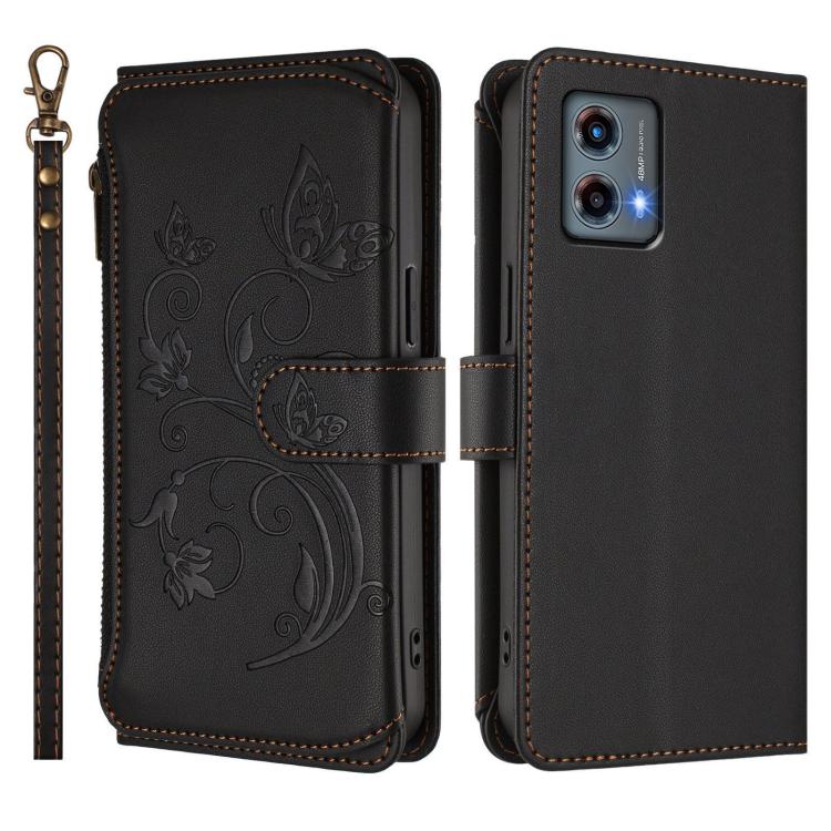 For Motorola Moto G 5G 2023 Global Butterfly Love Flower Multi-card Zipper Wallet Leather Phone Case