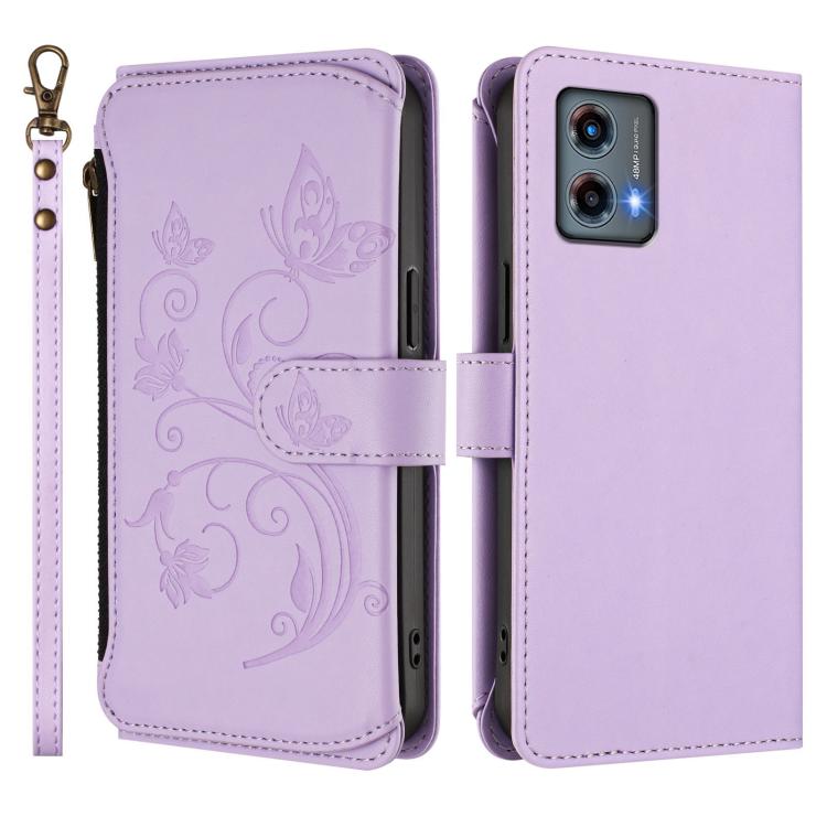 For Motorola Moto G 5G 2023 Global Butterfly Love Flower Multi-card Zipper Wallet Leather Phone Case