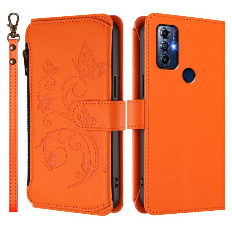 For Motorola Moto G Play 2023 Butterfly Love Flower Multi-card Zipper Wallet Leather Phone Case