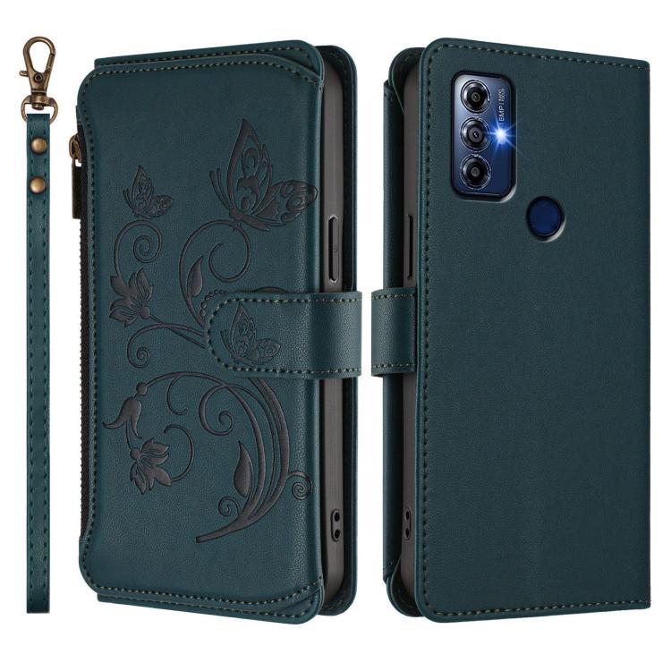 For Motorola Moto G Play 2023 Butterfly Love Flower Multi-card Zipper Wallet Leather Phone Case