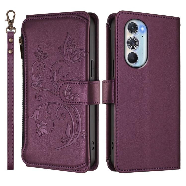 For Motorola Edge X30 5G / S30 Pro Butterfly Love Flower Multi-card Zipper Wallet Leather Phone Case