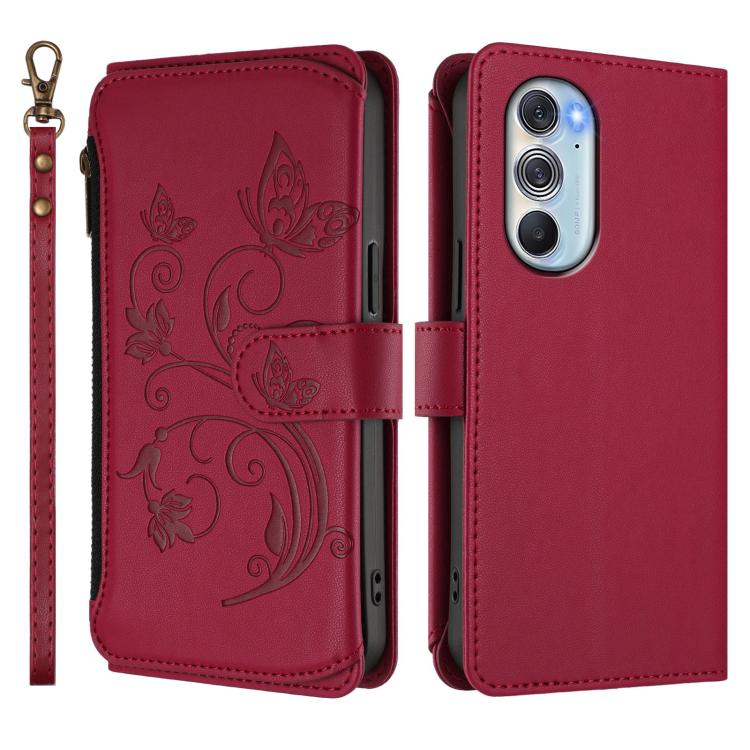 For Motorola Edge X30 5G / S30 Pro Butterfly Love Flower Multi-card Zipper Wallet Leather Phone Case