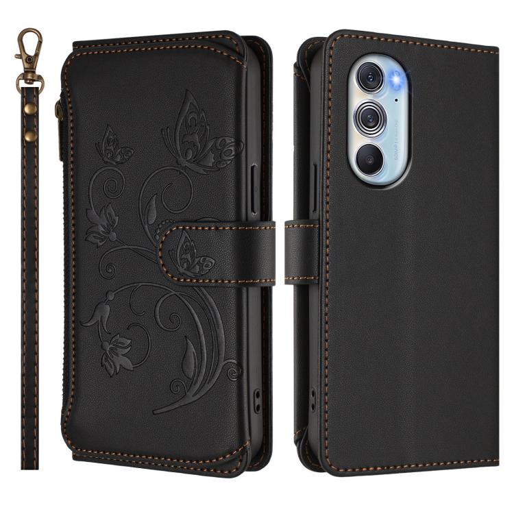 For Motorola Edge X30 5G / S30 Pro Butterfly Love Flower Multi-card Zipper Wallet Leather Phone Case