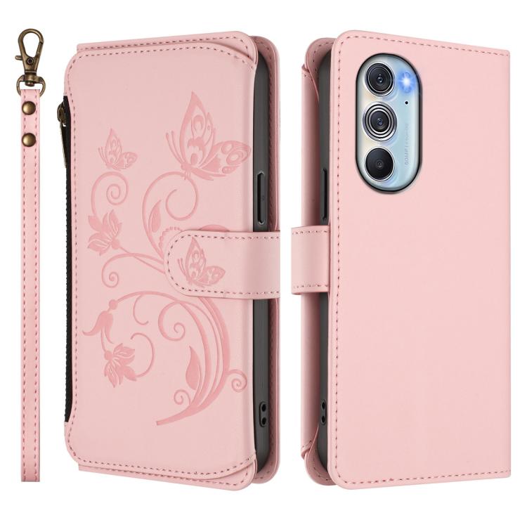 For Motorola Edge X30 5G / S30 Pro Butterfly Love Flower Multi-card Zipper Wallet Leather Phone Case