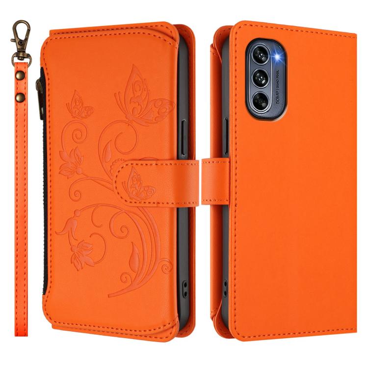 For Motorola Moto G62 5G Global Butterfly Love Flower Multi-card Zipper Wallet Leather Phone Case