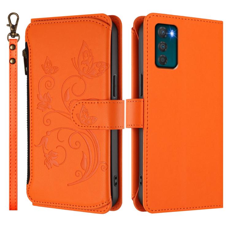 For Motorola Moto G42 4G Butterfly Love Flower Multi-card Zipper Wallet Leather Phone Case
