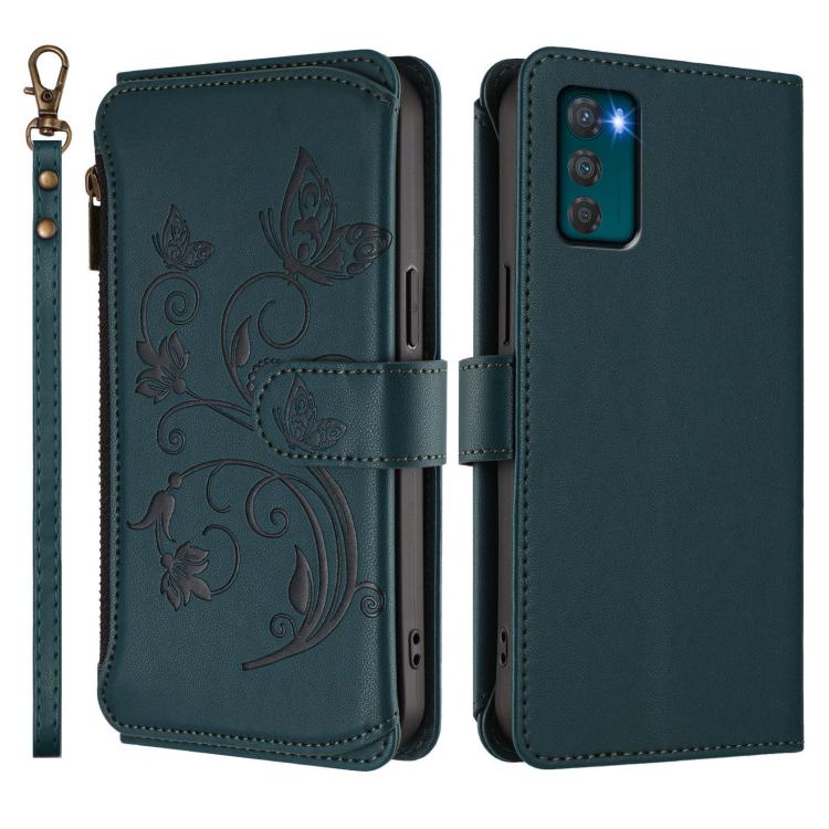 For Motorola Moto G42 4G Butterfly Love Flower Multi-card Zipper Wallet Leather Phone Case