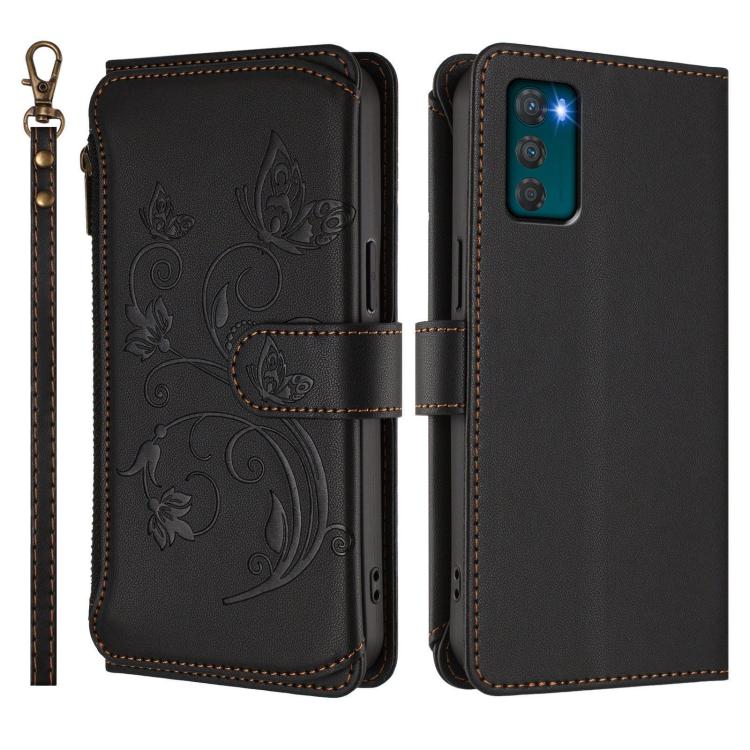 For Motorola Moto G42 4G Butterfly Love Flower Multi-card Zipper Wallet Leather Phone Case
