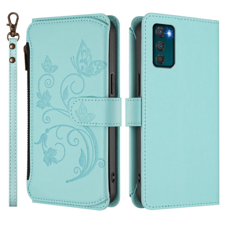 For Motorola Moto G42 4G Butterfly Love Flower Multi-card Zipper Wallet Leather Phone Case
