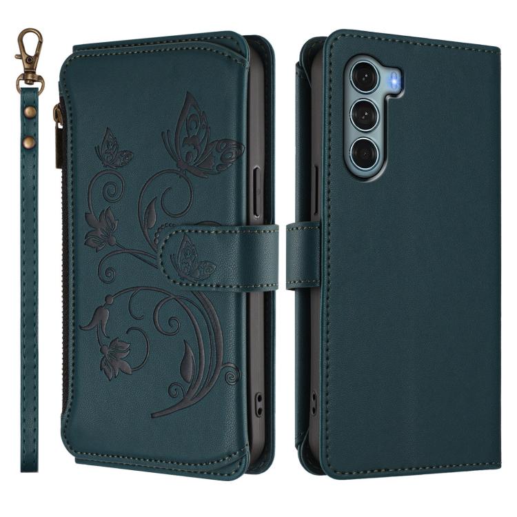 For Motorola Moto G200 5G Butterfly Love Flower Multi-card Zipper Wallet Leather Phone Case