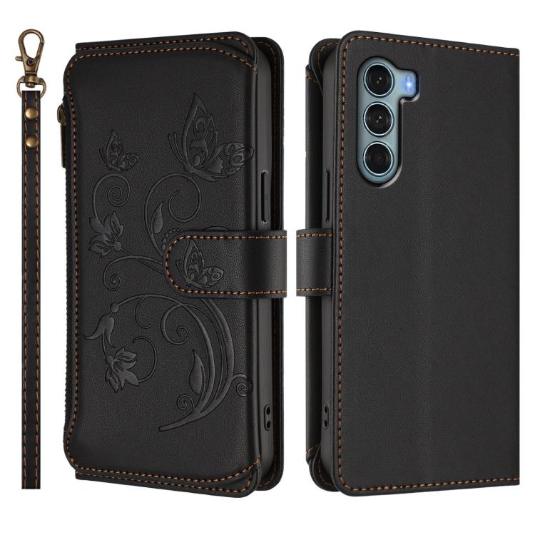 For Motorola Moto G200 5G Butterfly Love Flower Multi-card Zipper Wallet Leather Phone Case
