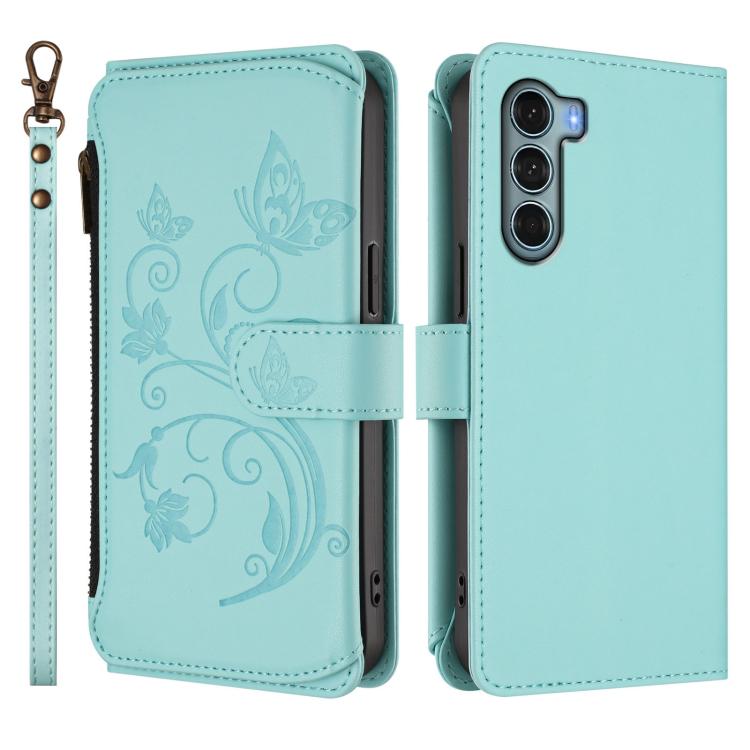 For Motorola Moto G200 5G Butterfly Love Flower Multi-card Zipper Wallet Leather Phone Case