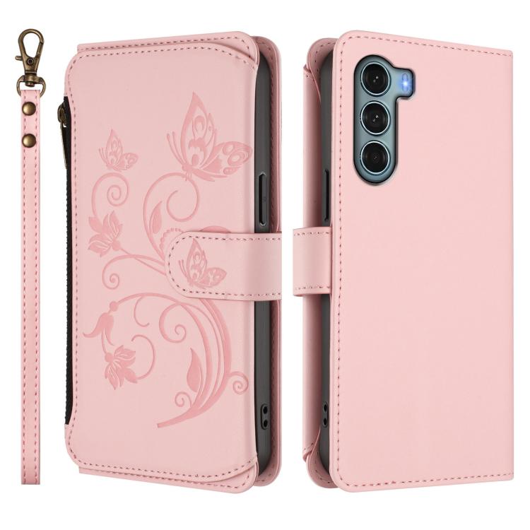 For Motorola Moto G200 5G Butterfly Love Flower Multi-card Zipper Wallet Leather Phone Case