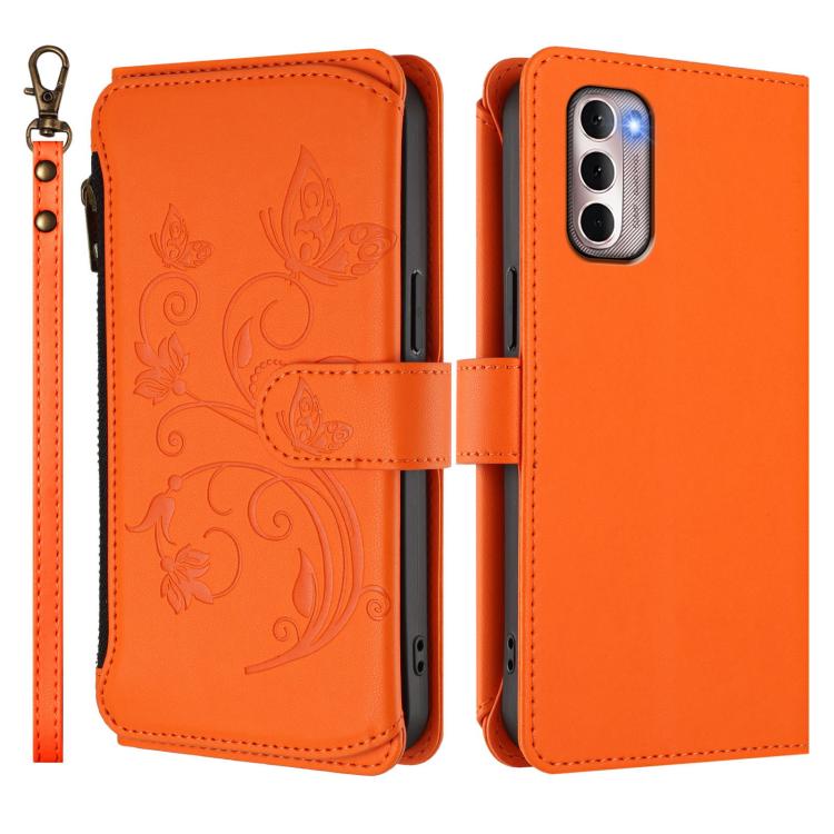 For Motorola Moto G Stylus 2022 4G Butterfly Love Flower Multi-card Zipper Wallet Leather Phone Case