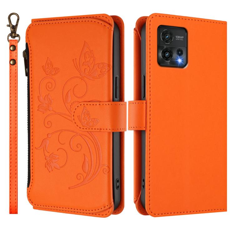 For Motorola Moto G72 Butterfly Love Flower Multi-card Zipper Wallet Leather Phone Case