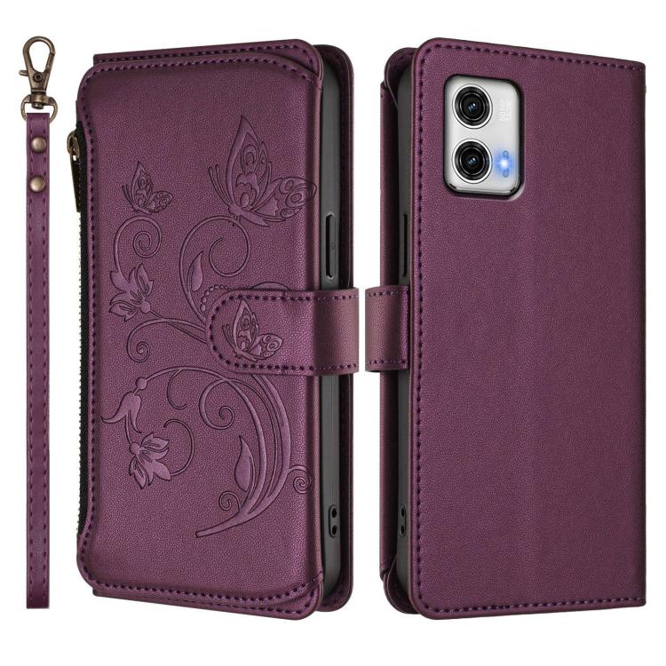 For Motorola Moto G73 5G Butterfly Love Flower Multi-card Zipper Wallet Leather Phone Case