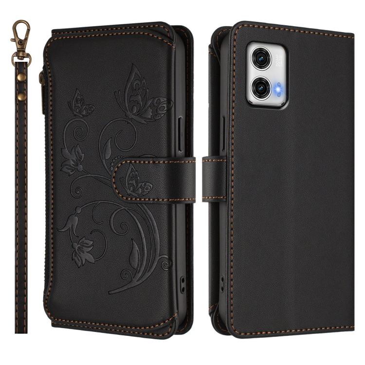 For Motorola Moto G73 5G Butterfly Love Flower Multi-card Zipper Wallet Leather Phone Case