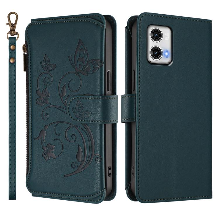For Motorola Moto G73 5G Butterfly Love Flower Multi-card Zipper Wallet Leather Phone Case