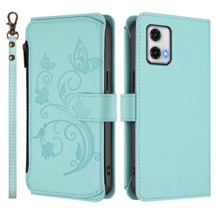 For Motorola Moto G73 5G Butterfly Love Flower Multi-card Zipper Wallet Leather Phone Case