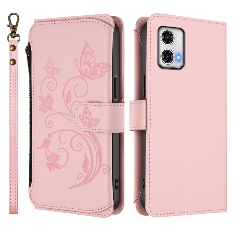 For Motorola Moto G73 5G Butterfly Love Flower Multi-card Zipper Wallet Leather Phone Case