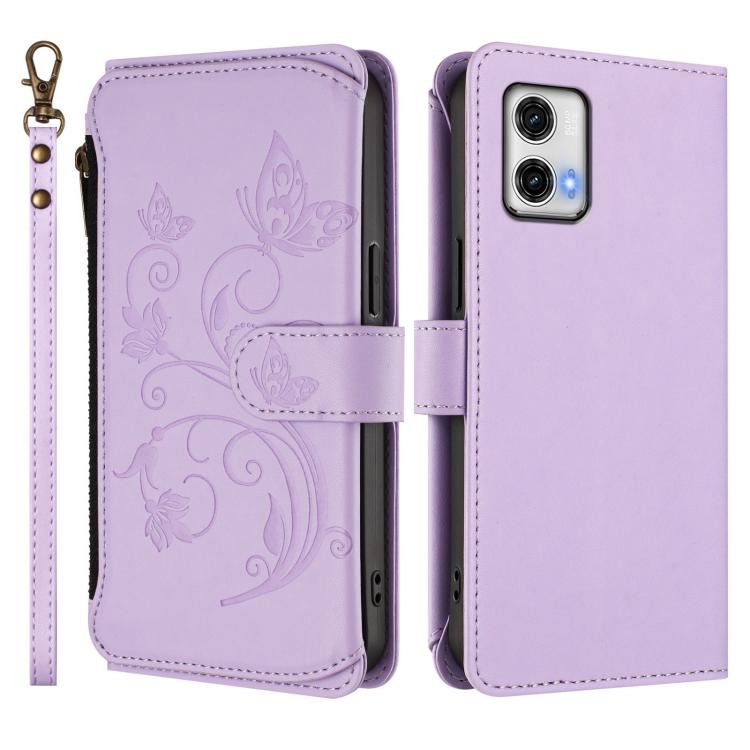 For Motorola Moto G73 5G Butterfly Love Flower Multi-card Zipper Wallet Leather Phone Case
