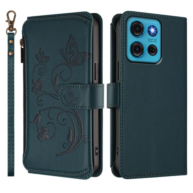 For Motorola Moto G75 5G Butterfly Love Flower Multi-card Zipper Wallet Leather Phone Case
