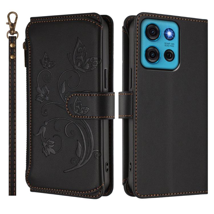 For Motorola Moto G75 5G Butterfly Love Flower Multi-card Zipper Wallet Leather Phone Case