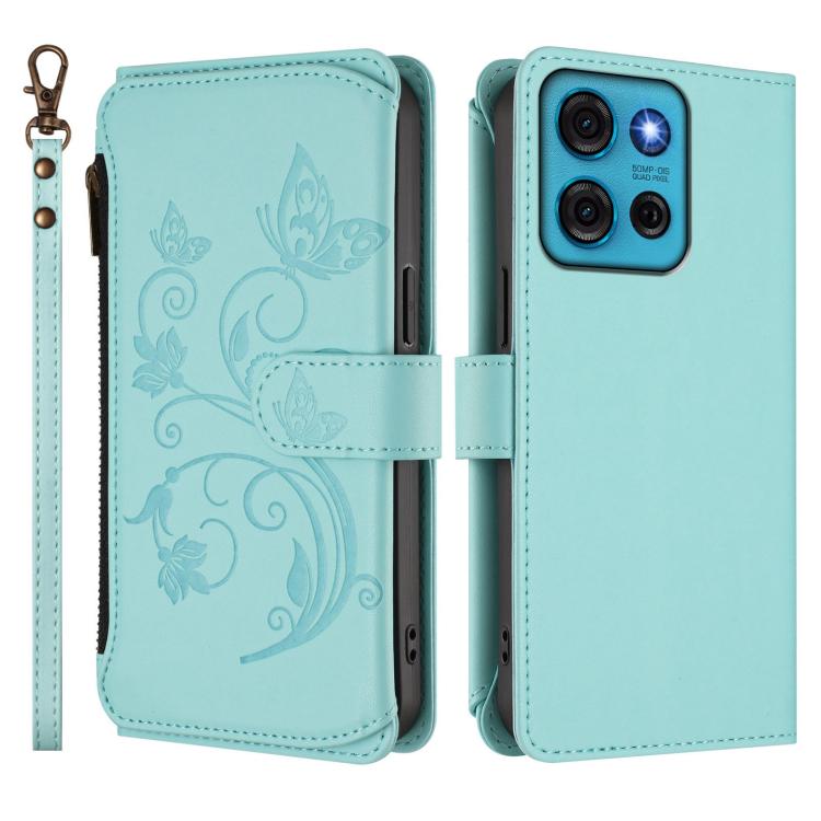 For Motorola Moto G75 5G Butterfly Love Flower Multi-card Zipper Wallet Leather Phone Case