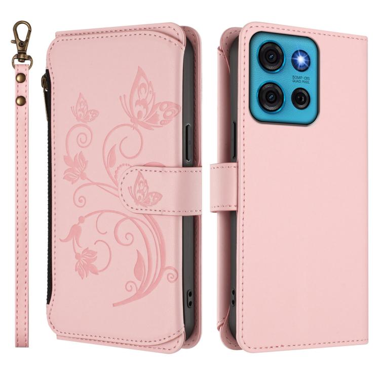 For Motorola Moto G75 5G Butterfly Love Flower Multi-card Zipper Wallet Leather Phone Case